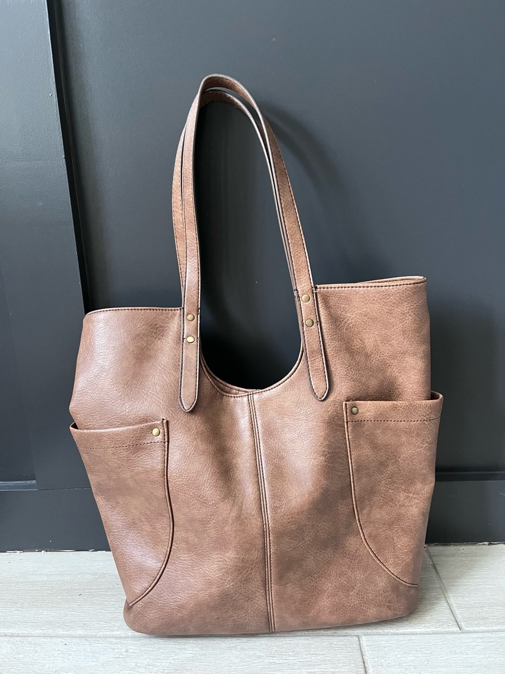 Relic Brown Tote with Exterior Slip Pockets